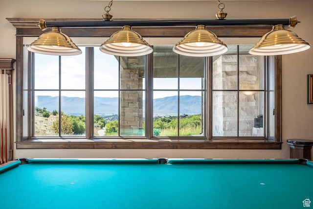 1254 N Explorer Peak Cir, Heber City, UT 84032 - recreation room with a wealth of natural light, a mountain view, and billiards