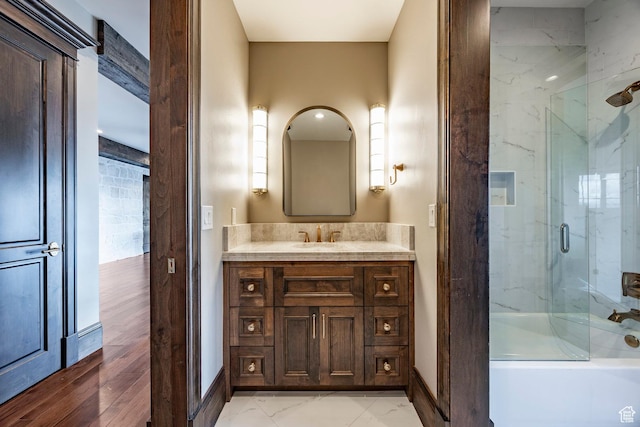 1254 N Explorer Peak Cir, Heber City, UT 84032 - bathroom featuring vanity, baseboards, and marble finish floor