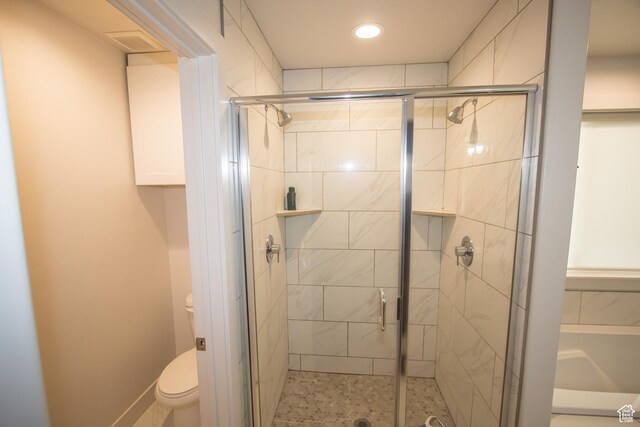 520 N 900 E, Hyde Park, UT 84318 - full bath featuring toilet, a stall shower, a bath, and recessed lighting