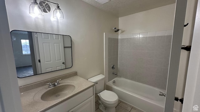 642 W 1150th St S, Provo, UT 84601 - full bath featuring toilet, a textured ceiling, vanity, bathing tub / shower combination, and tile patterned flooring