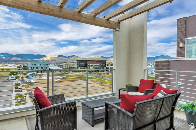 11211 S Clear Blue Dr, South Jordan, UT 84009 - balcony with a mountain view and a pergola