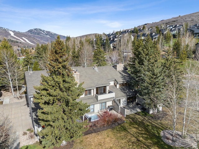 aerial view with a mountain view