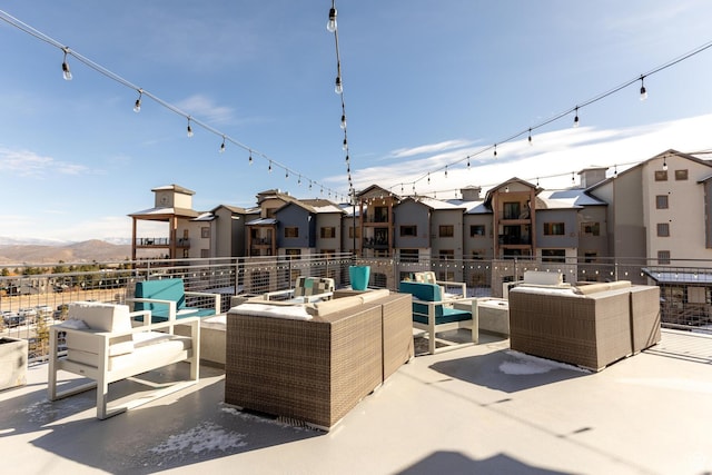 2670 W Canyons Resort Dr Unit 436, Park City, UT 84098 - view of patio featuring outdoor lounge area, a residential view, and a mountain view