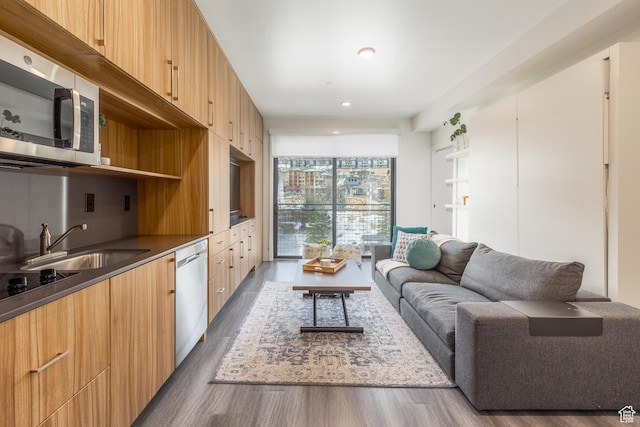 2670 W Canyons Resort Dr Unit 436, Park City, UT 84098 - living room with sink and dark hardwood / wood-style floors