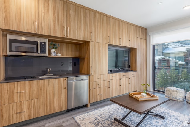 2670 W Canyons Resort Dr Unit 436, Park City, UT 84098 - kitchen with sink, light hardwood / wood-style flooring, and stainless steel appliances