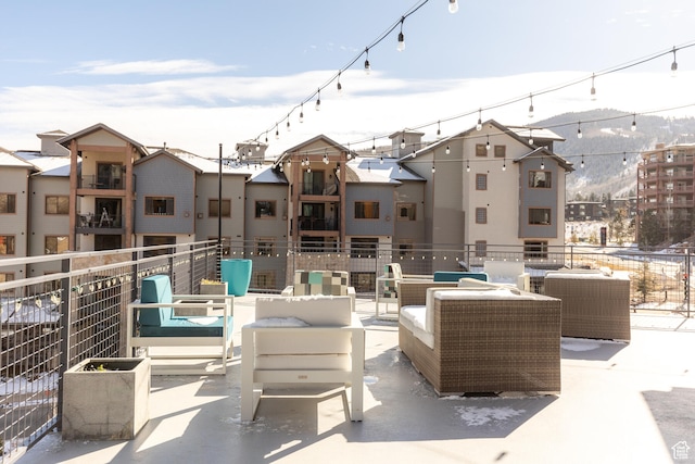 2670 W Canyons Resort Dr Unit 436, Park City, UT 84098 - snow covered patio with a mountain view, a balcony, and an outdoor living space