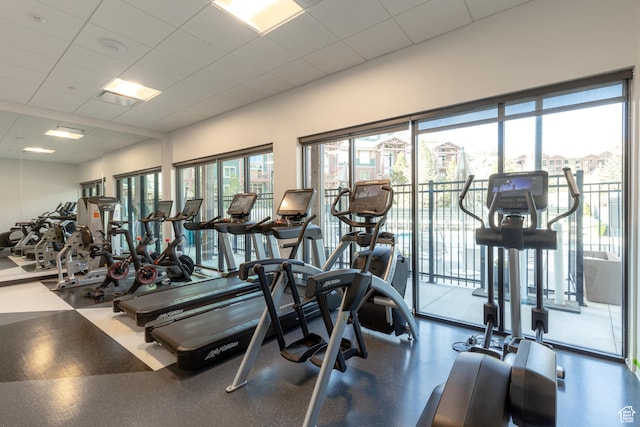 2670 W Canyons Resort Dr Unit 436, Park City, UT 84098 - exercise room featuring a drop ceiling