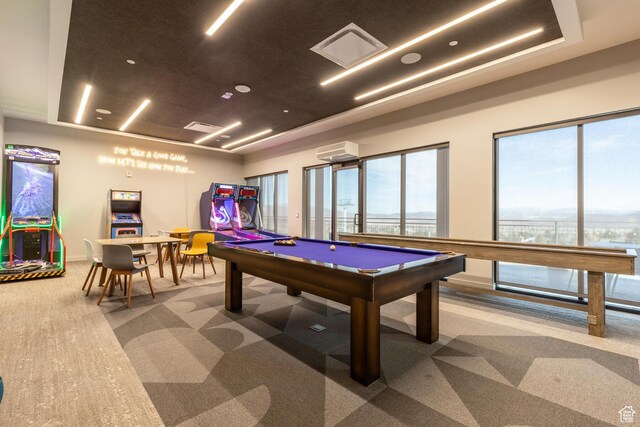 2670 W Canyons Resort Dr Unit 436, Park City, UT 84098 - recreation room featuring carpet, billiards table, and a wall unit AC