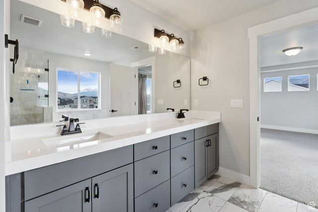 1358 S 1140 E, Heber City, UT 84032 - bathroom with double vanity, baseboards, healthy amount of natural light, and a tile shower