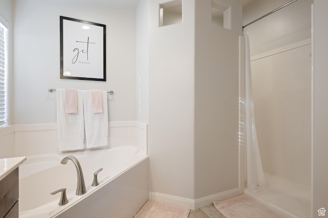 2084 E Sunshine Trl, St George, UT 84790 - full bath with a bath, a stall shower, and tile patterned floors