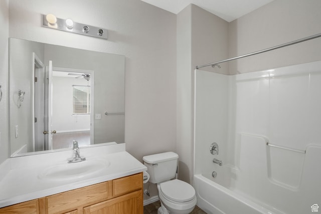 6882 W Bamburgh Way W, West Valley City, UT 84128 - full bathroom with  shower combination, vanity, toilet, and ceiling fan