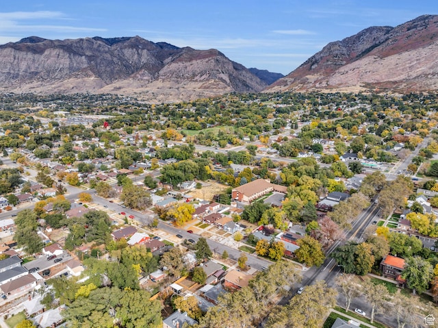 aerial view featuring a mountain view