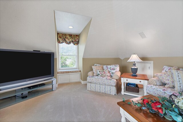 301 S Rachel Ln, New Harmony, UT 84757 - living area with light carpet and vaulted ceiling