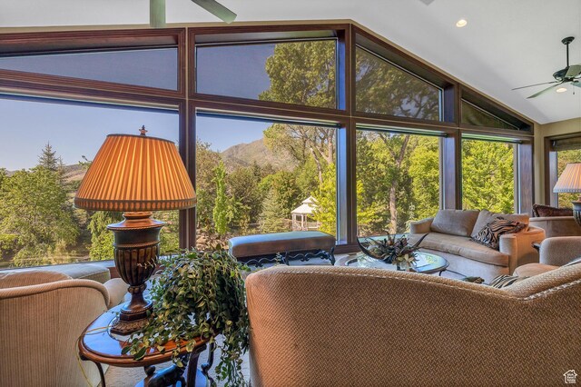 301 S Rachel Ln, New Harmony, UT 84757 - sunroom with vaulted ceiling and a mountain view