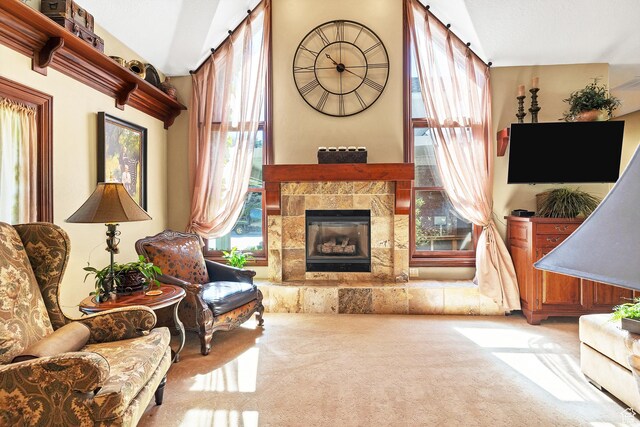 301 S Rachel Ln, New Harmony, UT 84757 - sitting room with carpet and a tile fireplace