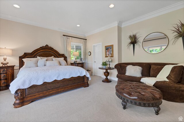 301 S Rachel Ln, New Harmony, UT 84757 - bedroom featuring carpet, ornamental molding, recessed lighting, and baseboards