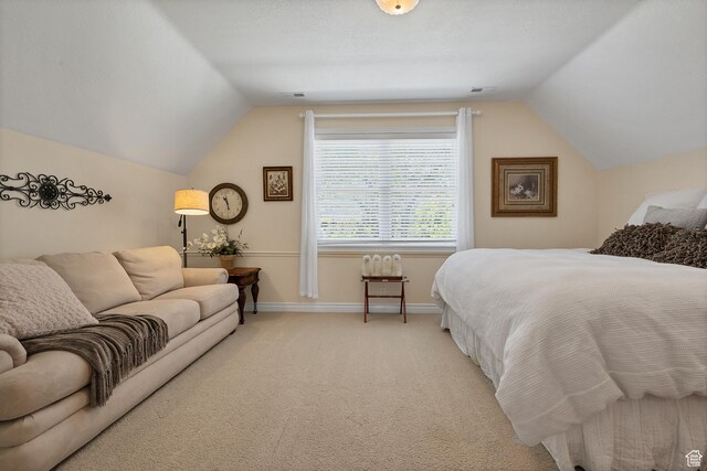 301 S Rachel Ln, New Harmony, UT 84757 - bedroom featuring vaulted ceiling, baseboards, and light colored carpet