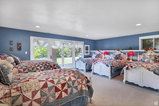 301 S Rachel Ln, New Harmony, UT 84757 - carpeted bedroom featuring access to outside, multiple windows, french doors, and recessed lighting