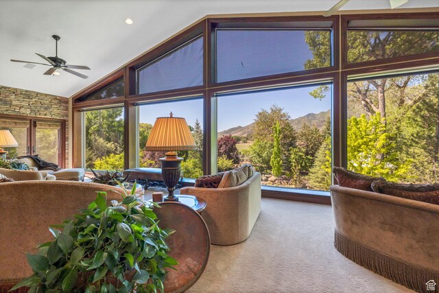 301 S Rachel Ln, New Harmony, UT 84757 - sunroom / solarium featuring lofted ceiling, plenty of natural light, and a mountain view
