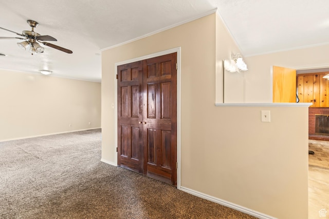 455 N 500 W, Richfield, UT 84701 - carpeted entrance foyer featuring ornamental molding, ceiling fan, and baseboards