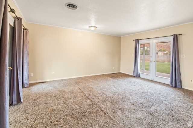 455 N 500 W, Richfield, UT 84701 - carpeted spare room featuring ornamental molding, baseboards, and french doors
