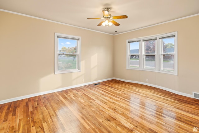 455 N 500 W, Richfield, UT 84701 - spare room featuring ornamental molding, light wood-style floors, a ceiling fan, and baseboards