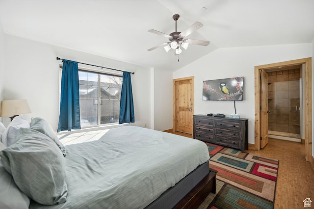 6042 N Fox Pointe Cir, Park City, UT 84098 - bedroom featuring lofted ceiling, baseboards, and a ceiling fan