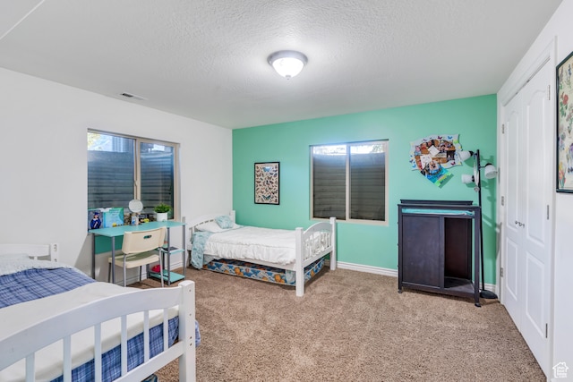 1122 Ironwood Rd, Erda, UT 84074 - carpeted bedroom featuring multiple windows, a closet, and a textured ceiling