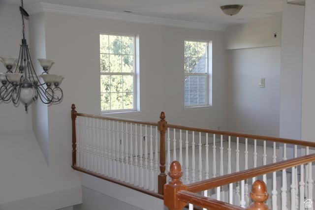 1627 W 950 S, Parowan, UT 84761 - stairs featuring healthy amount of natural light, ornamental molding, and a chandelier