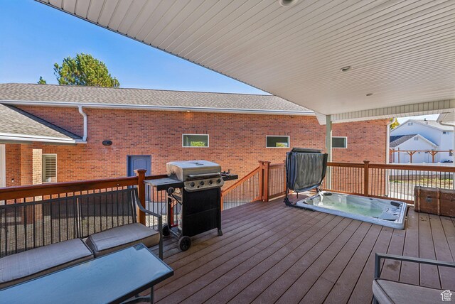 967 W Yamada Ct S, Syracuse, UT 84075 - wooden terrace with a grill and a covered hot tub