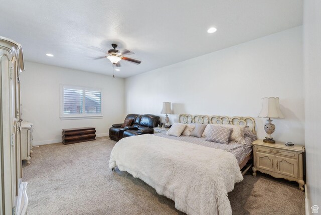 967 W Yamada Ct S, Syracuse, UT 84075 - bedroom featuring dark colored carpet, a ceiling fan, and recessed lighting