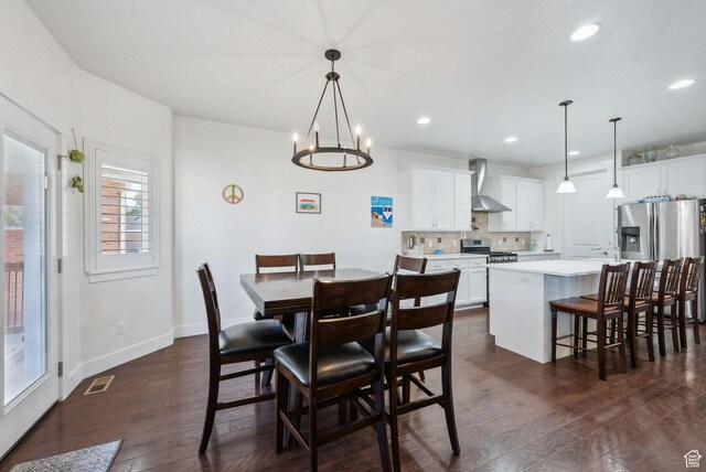 967 W Yamada Ct S, Syracuse, UT 84075 - dining space with dark wood finished floors, recessed lighting, and a chandelier