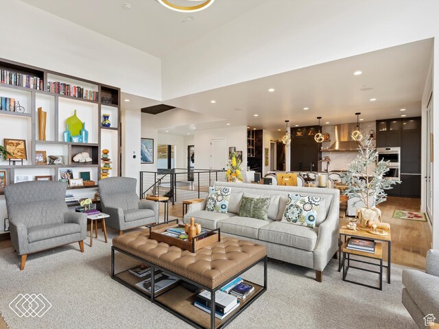 5731 E Porcupine Ridge Dr N, Eden, UT 84310 - living area featuring recessed lighting and light carpet
