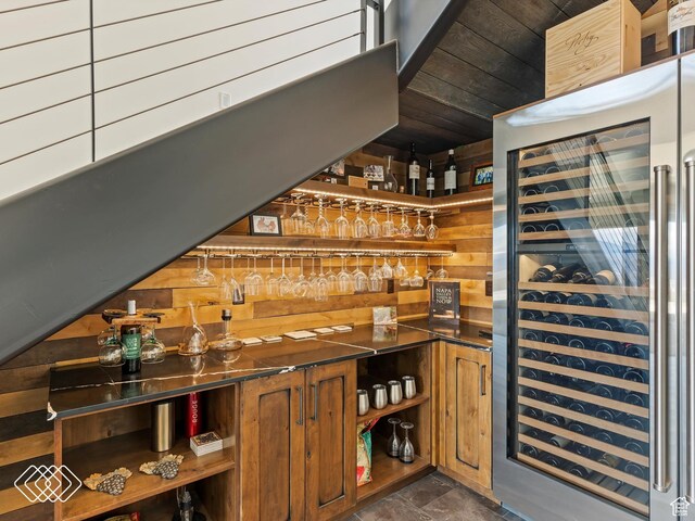 5731 E Porcupine Ridge Dr N, Eden, UT 84310 - indoor bar with wine cooler and wooden ceiling
