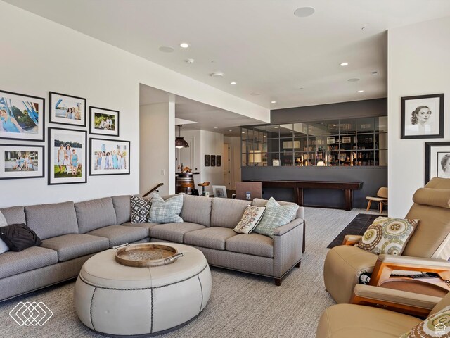 5731 E Porcupine Ridge Dr N, Eden, UT 84310 - living room with recessed lighting and carpet floors