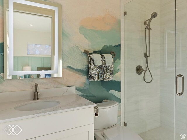 5731 E Porcupine Ridge Dr N, Eden, UT 84310 - full bathroom featuring vanity, a stall shower, and toilet