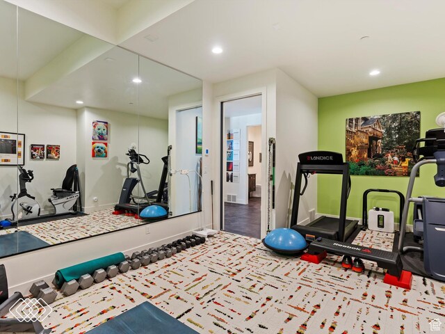 5731 E Porcupine Ridge Dr N, Eden, UT 84310 - workout room with recessed lighting and baseboards
