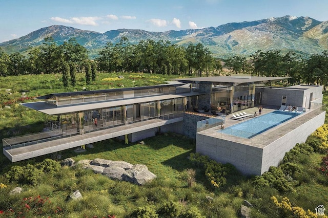 3821 Pinnacle Sky Loop, Park City, UT 84098 - rear view of house featuring a mountain view
