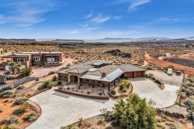 bird's eye view with a mountain view