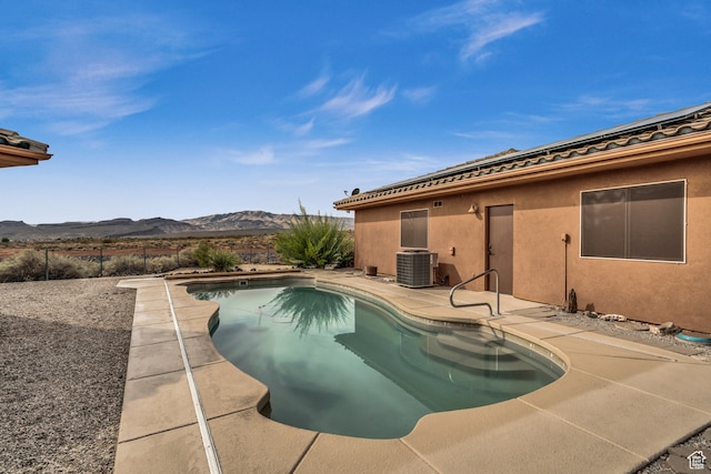 896 E Mesa Vista Dr, Ivins, UT 84738 - view of swimming pool with a mountain view, cooling unit, and a patio area