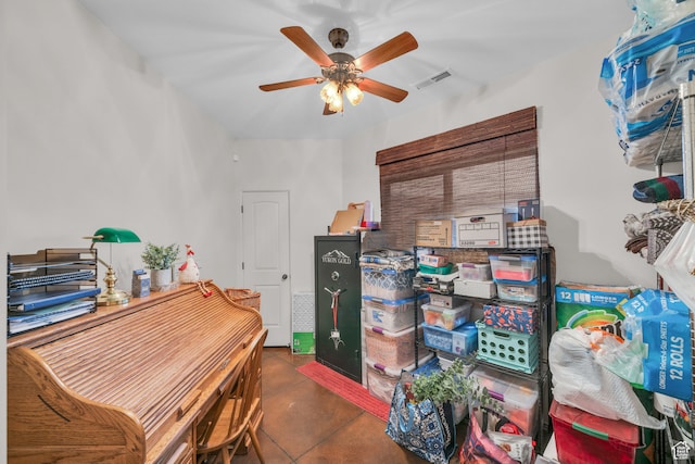 896 E Mesa Vista Dr, Ivins, UT 84738 - interior space with ceiling fan and dark tile patterned floors