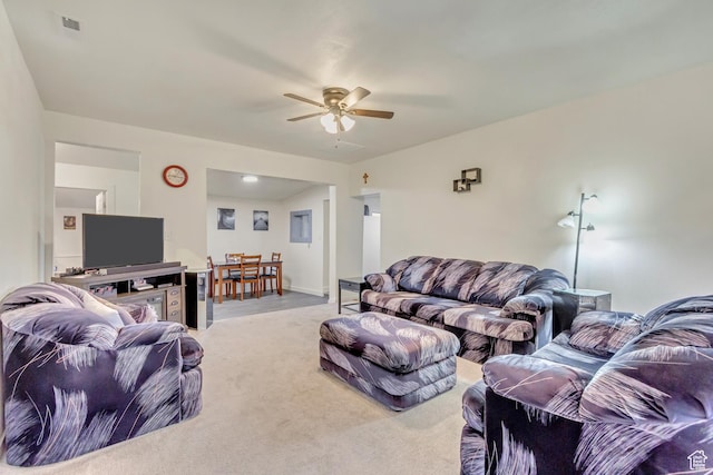 11 W Main St, Eureka, UT 84628 - living area featuring a ceiling fan and carpet floors