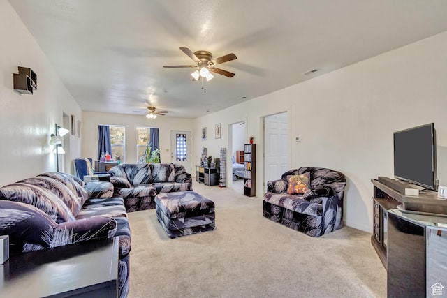 11 W Main St, Eureka, UT 84628 - living area featuring light colored carpet and ceiling fan