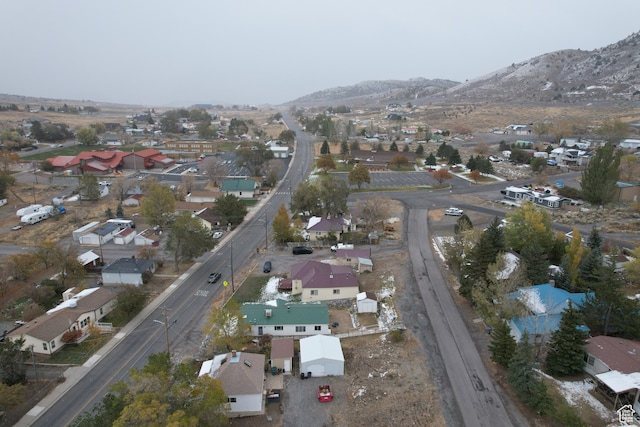 drone / aerial view with a mountain view