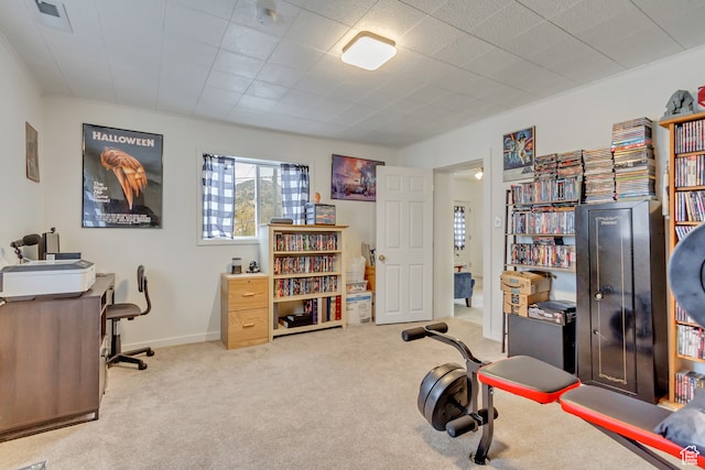 office area with light colored carpet