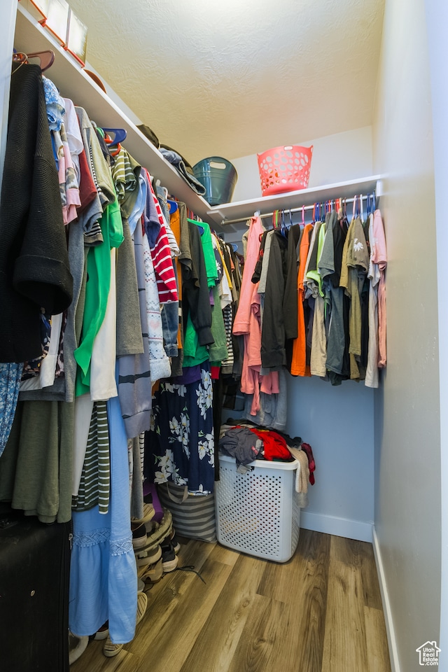 walk in closet featuring hardwood / wood-style floors