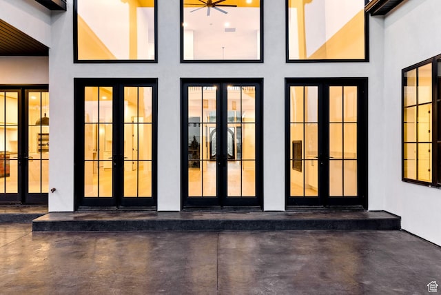 231 S Wiltshire Ln, Saratoga Springs, UT 84045 - doorway with french doors, finished concrete flooring, and a towering ceiling