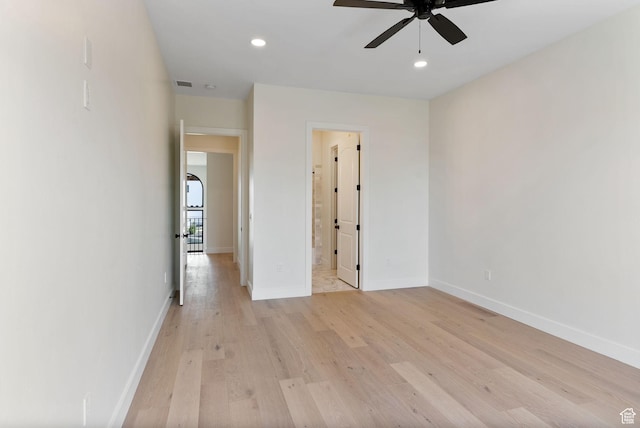 231 S Wiltshire Ln, Saratoga Springs, UT 84045 - spare room with light wood finished floors, ceiling fan, baseboards, and recessed lighting