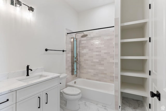 231 S Wiltshire Ln, Saratoga Springs, UT 84045 - full bathroom featuring marble finish flooring, toilet, vanity, and bathtub / shower combination
