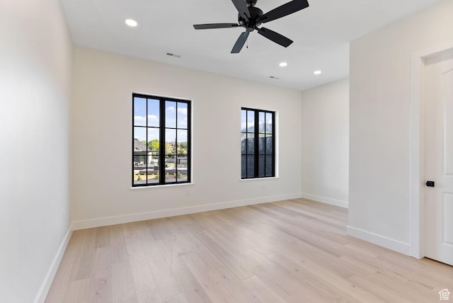 231 S Wiltshire Ln, Saratoga Springs, UT 84045 - spare room featuring light wood-style flooring, recessed lighting, baseboards, and a ceiling fan